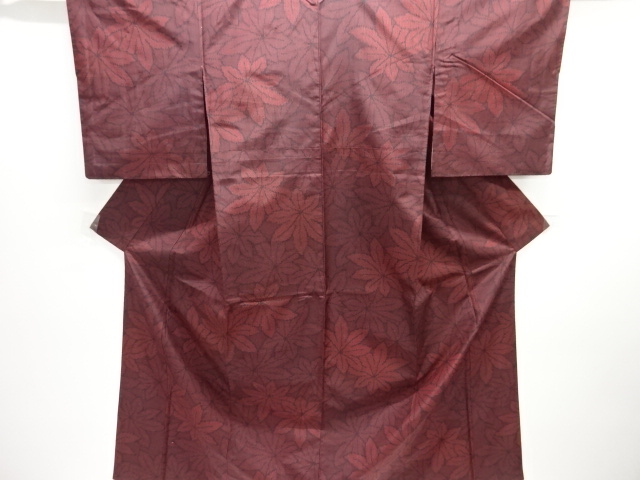 八つ手模様織り出し十日町紬着物